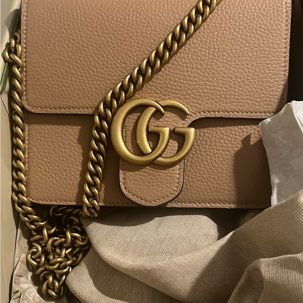 Gucci Tan Gold Crossbody Bag with Iconic Design